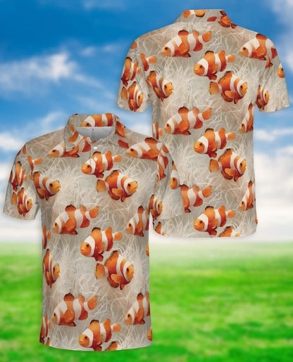 Clownfish Ocean Reef Polo Shirt Tropical Marine Life Coastal Pattern | Azhawaiian
