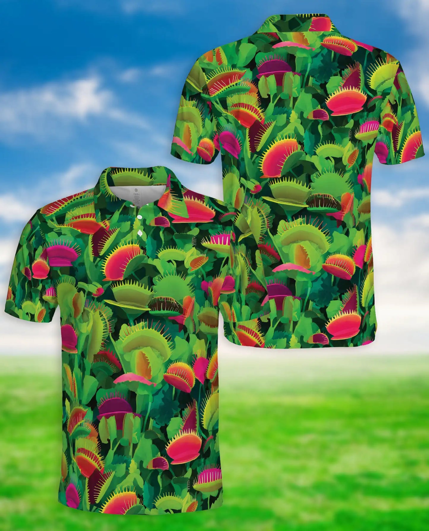 Venus Flytrap Tropical Botanical Polo Shirt Carnivorous Plant Pattern | Azhawaiian