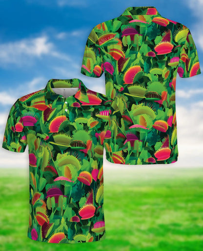Venus Flytrap Tropical Botanical Polo Shirt Carnivorous Plant Pattern | Azhawaiian
