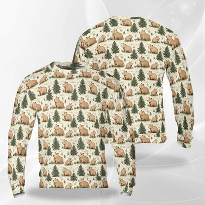 Cute Capybara Forest Pattern Sweatshirt – Colorful Graphic 3D All Over Print Design