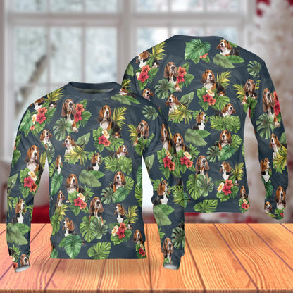 Basset Hound Sweatshirt – Colorful Graphic 3D All Over Print Design