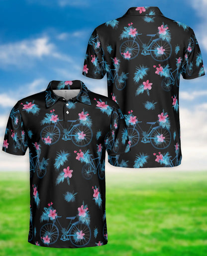 Bicycle Hawaiian Polo Shirt, Floral Summer Style | Azhawaiian
