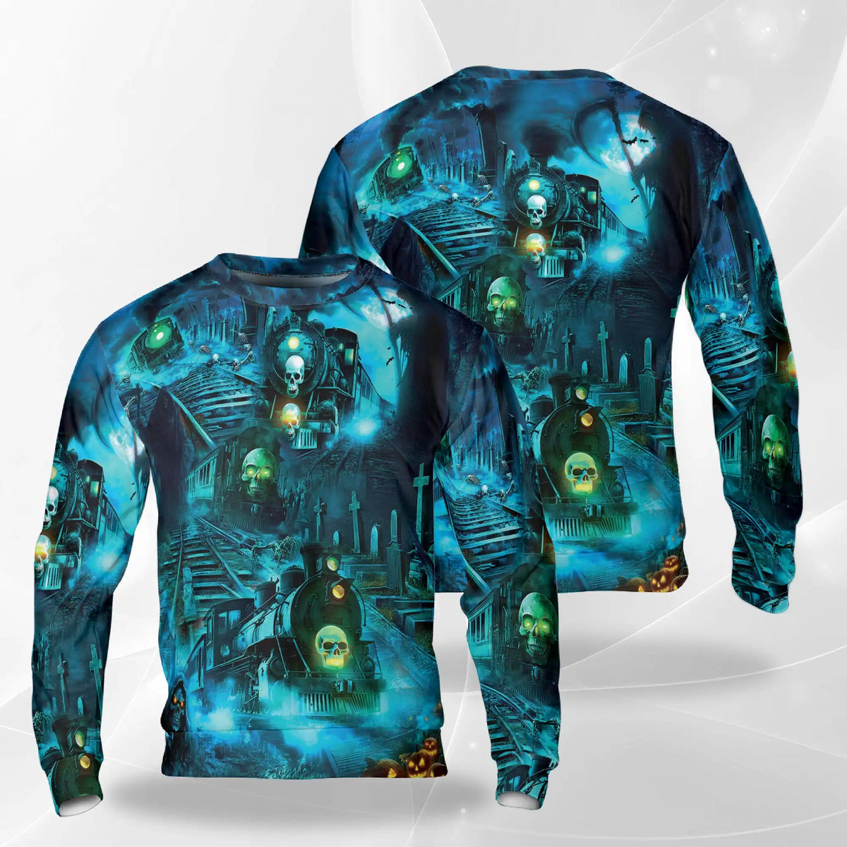 Ghost Train Sweatshirt – Colorful Graphic 3D All Over Print Design