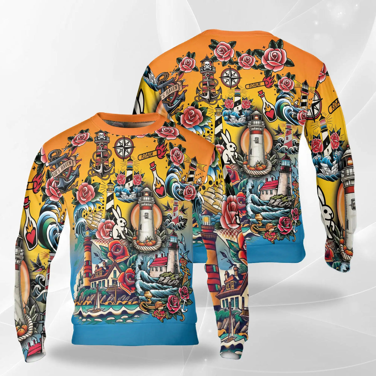 Traditional Lighthouse Sweatshirt – Colorful Graphic 3D All Over Print Design