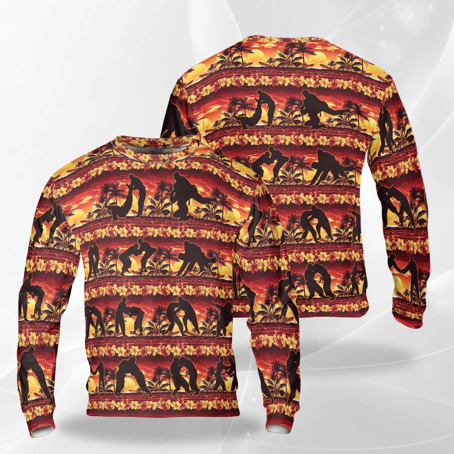 Martial Arts Sunset Sweatshirt – Colorful Graphic 3D All Over Print Design