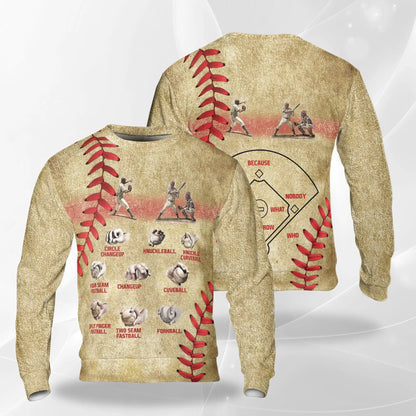 Baseball Pitching Grips Sweatshirt – Colorful Graphic 3D All Over Print Design