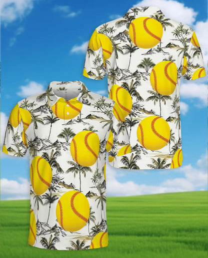 Softball Polo Shirt for Men-Tropical Palm Tree Summer Shirt | Azhawaiian