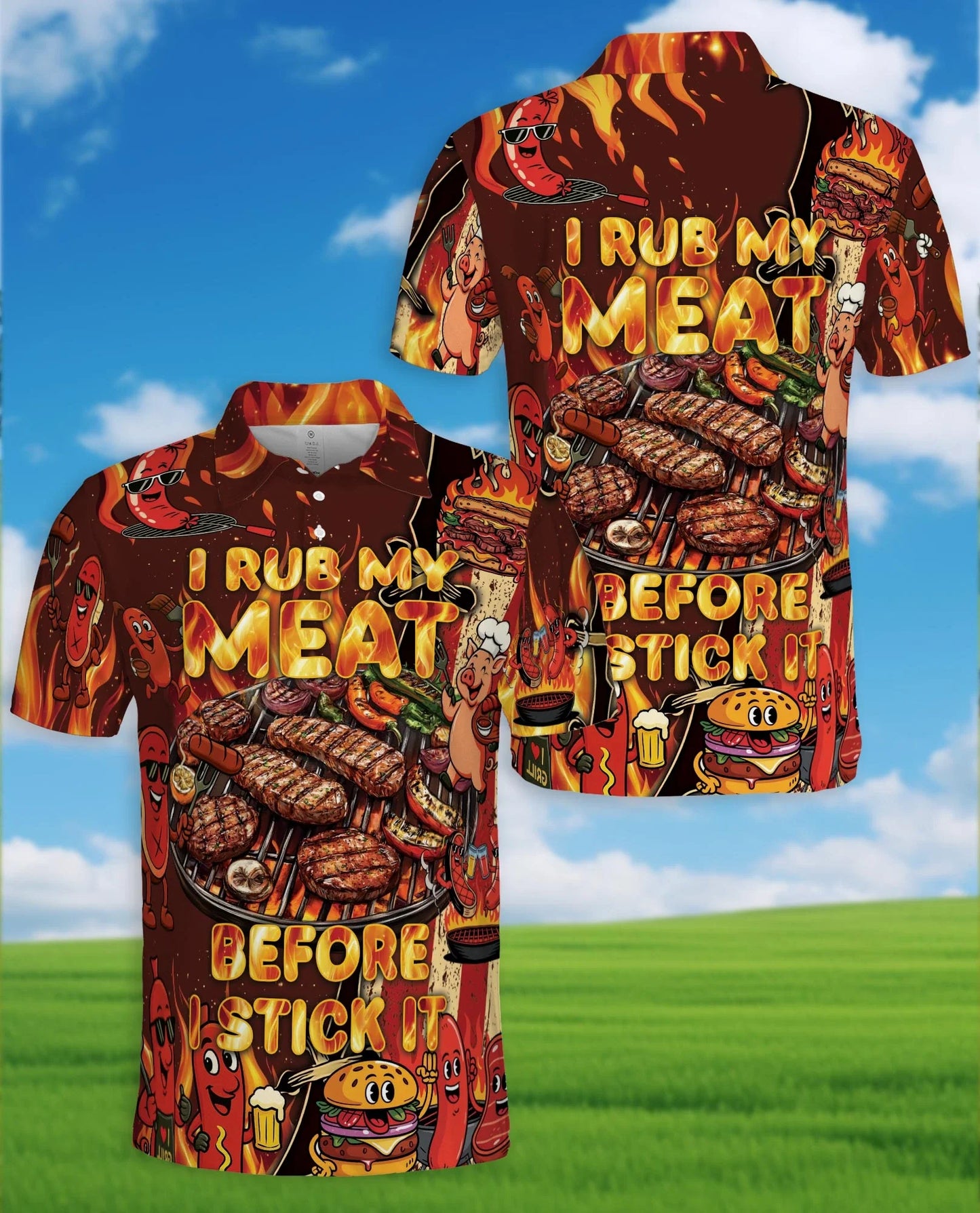 Funny BBQ Grilling Polo Shirt for Men, Grill Master Style | Azhawaiian