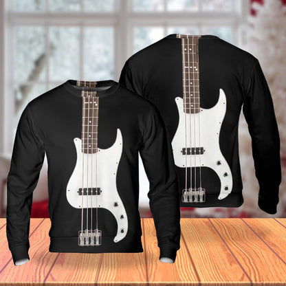 Black Bass Guitar Sweatshirt – Colorful Graphic 3D All Over Print Design