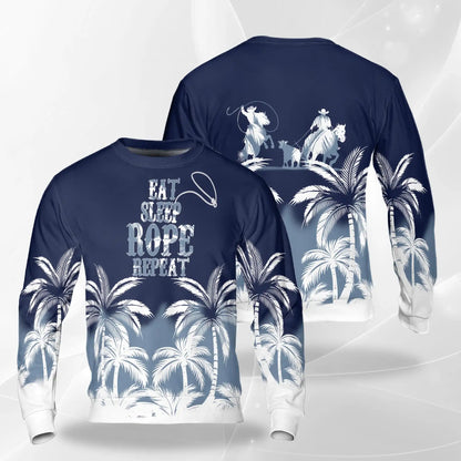 Eat Sleep Rope Repeat Sweatshirt – Colorful Graphic 3D All Over Print Design