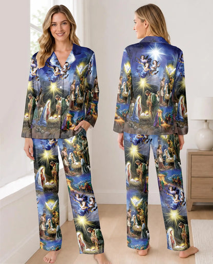 Christmas Nativity Pajama Set for Women – Holy Family Print