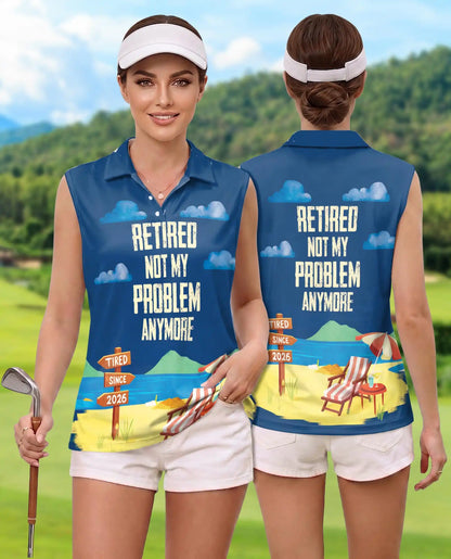 Tropical Beach Sleeveless Polo Shirt for Women, Island Summer Style