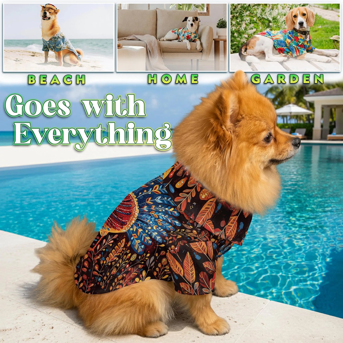 Folk Art Turkey Thanksgiving Pattern Matching Dog Owner Hawaiian Shirts, Funny Pet Aloha Shirt for Beach Vacation - Azhawaiian