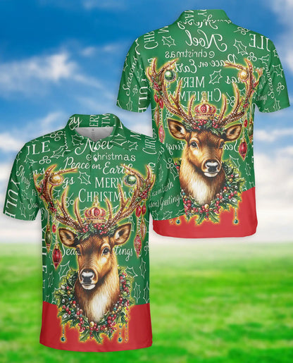 Christmas Reindeer Polo Shirt, Festive Holiday Style | Azhawaiian