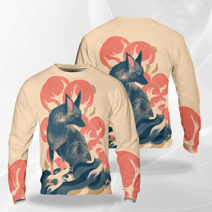 Japanese Fox Sweatshirt – Colorful Graphic 3D All Over Print Design