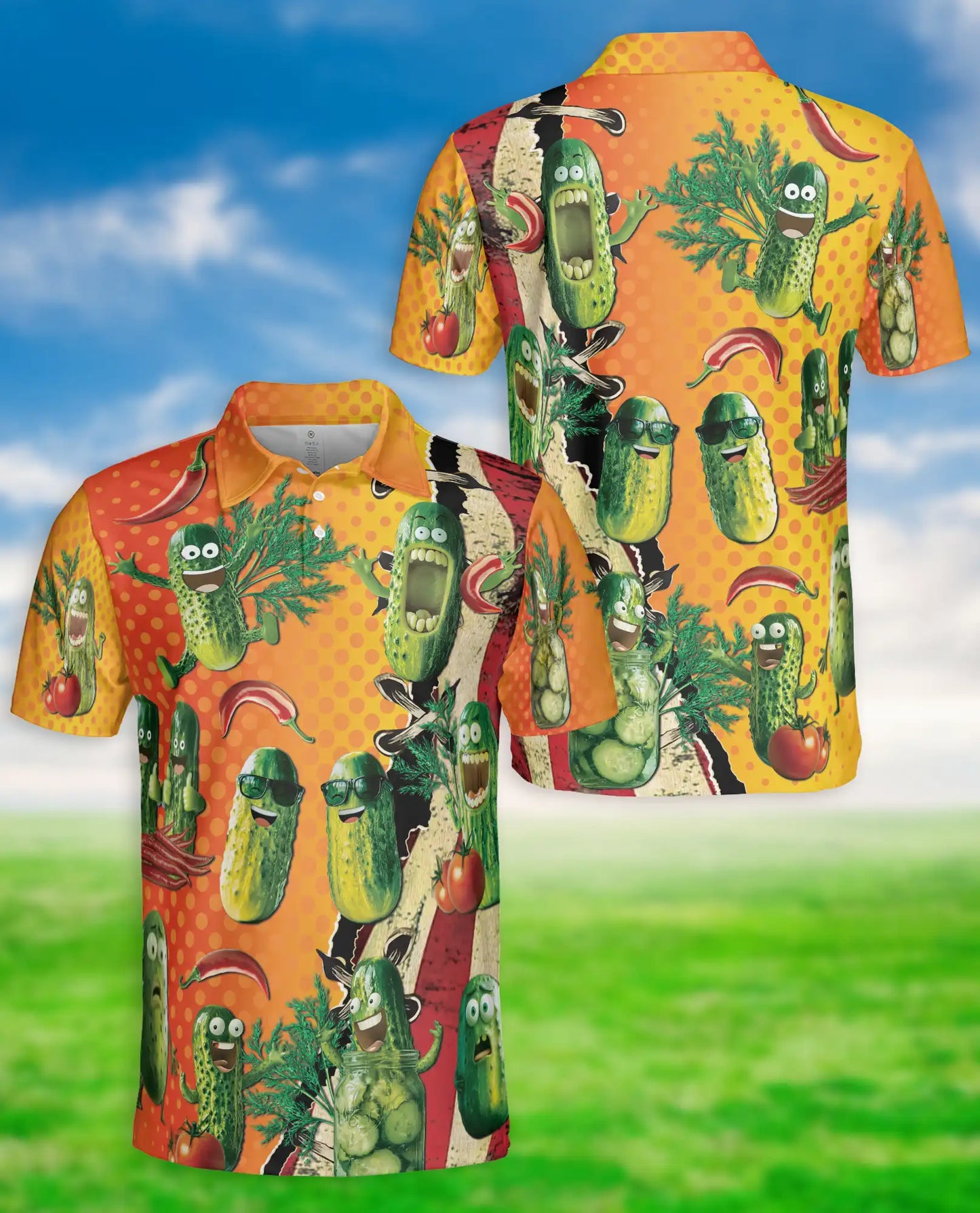 Funny Pickle Polo Shirt, Spicy Food Style | Azhawaiian