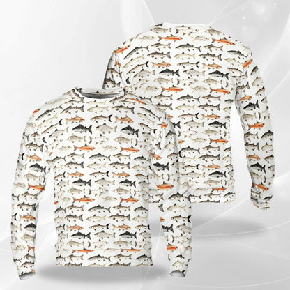 Freshwater Fish Pattern Sweatshirt – Colorful Graphic 3D All Over Print Design