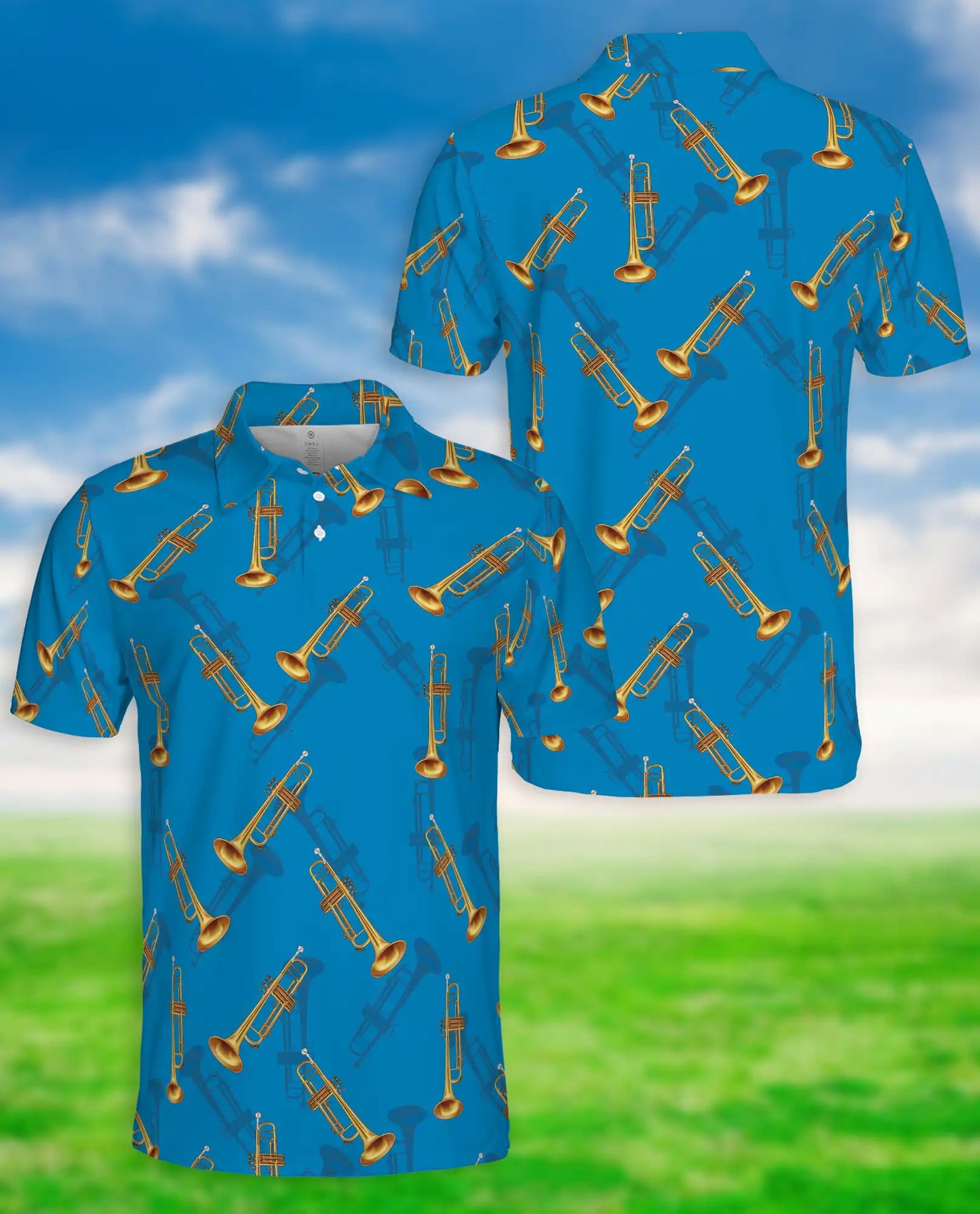 Trumpet Music Hawaiian 3D Polo Shirt for Men | Azhawaiian