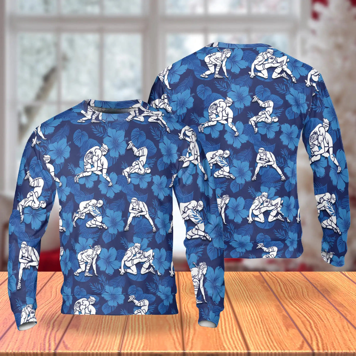 Wrestling Navy Blue Sweatshirt – Colorful Graphic 3D All Over Print Design