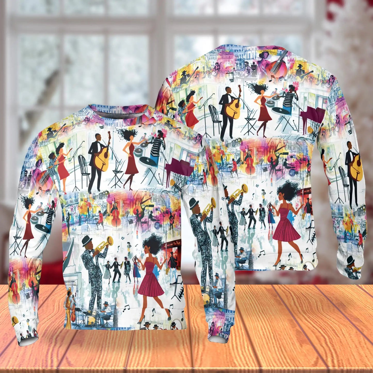 Vintage Jazz Art Sweatshirt – Vintage 3D All Over Print Design