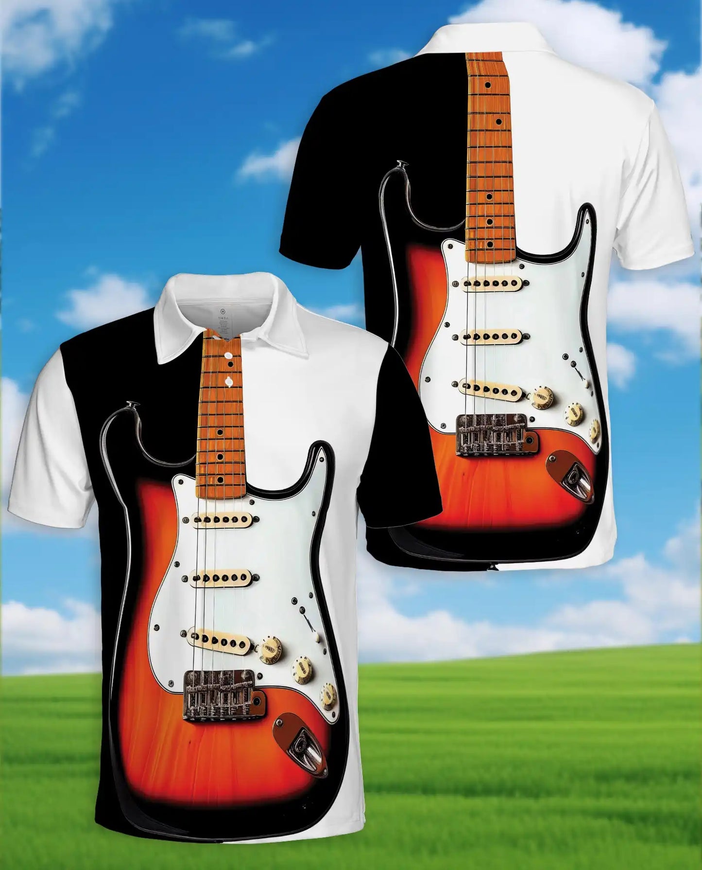 Electric Guitar Polo Shirt - Classic Rock Musician Style | Azhawaiian