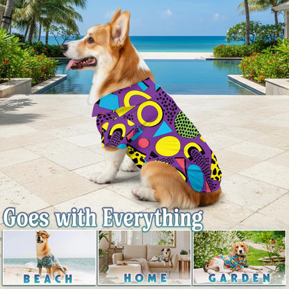 Colorful Geometric Summer Beach Matching Dog Owner Hawaiian Shirts, Pet Aloha Shirt - Azhawaiian