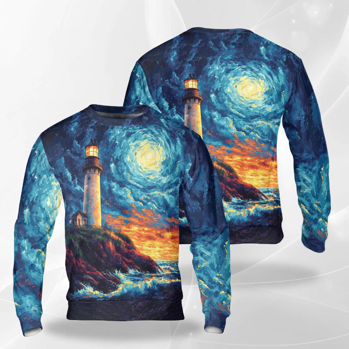 Lighthouse Sweatshirt – Colorful Graphic 3D All Over Print Design