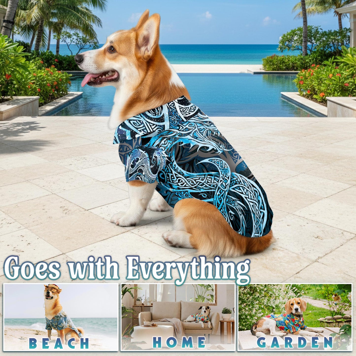 Fenrir Blue Matching Dog Owner Hawaiian Shirts, Funny Pet Aloha Shirt for Beach Vacation - Azhawaiian