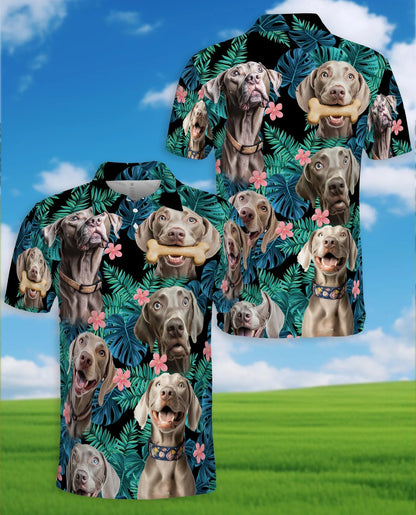 Weimaraner Tropical Pattern Polo Shirt for Men, Dog Lover Style | Azhawaiian