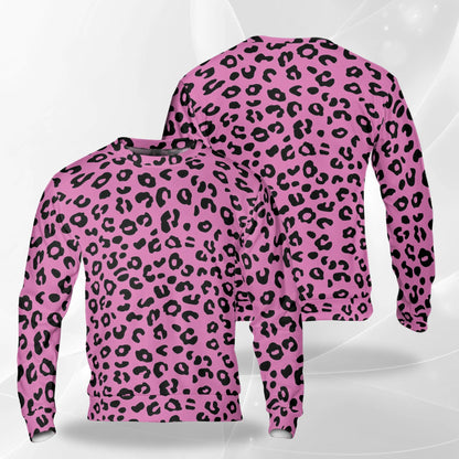 Pink Leopard Print Sweatshirt – Colorful Graphic 3D All Over Print Design