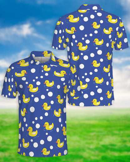 Funny Rubber Duck Polo Shirt for Men- Cute Yellow Duck Polka | Azhawaiian