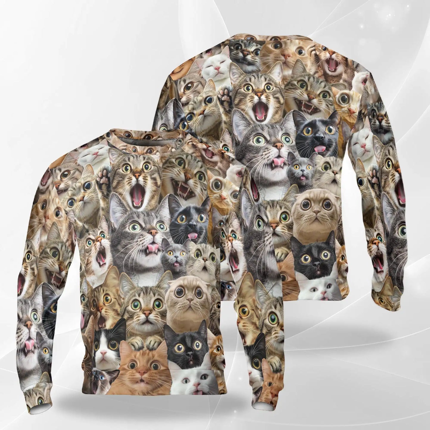 Funny Cat Pattern Sweatshirt – Colorful Graphic 3D All Over Print Design