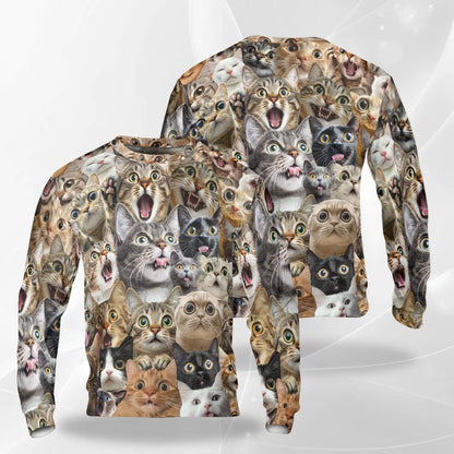 Funny Cat Pattern Sweatshirt – Colorful Graphic 3D All Over Print Design