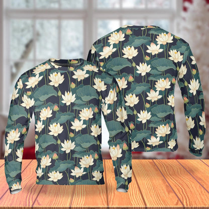 Lotus Pattern Sweatshirt – Colorful Graphic 3D All Over Print Design
