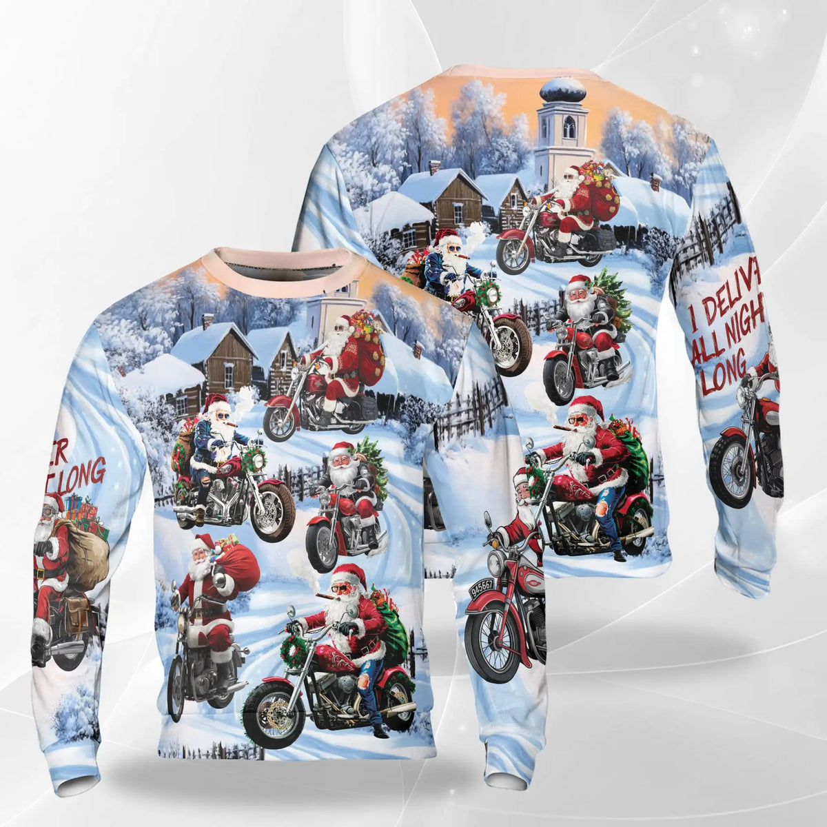 Biker Santa Christmas Sweatshirt – Christmas 3D All Over Print Design