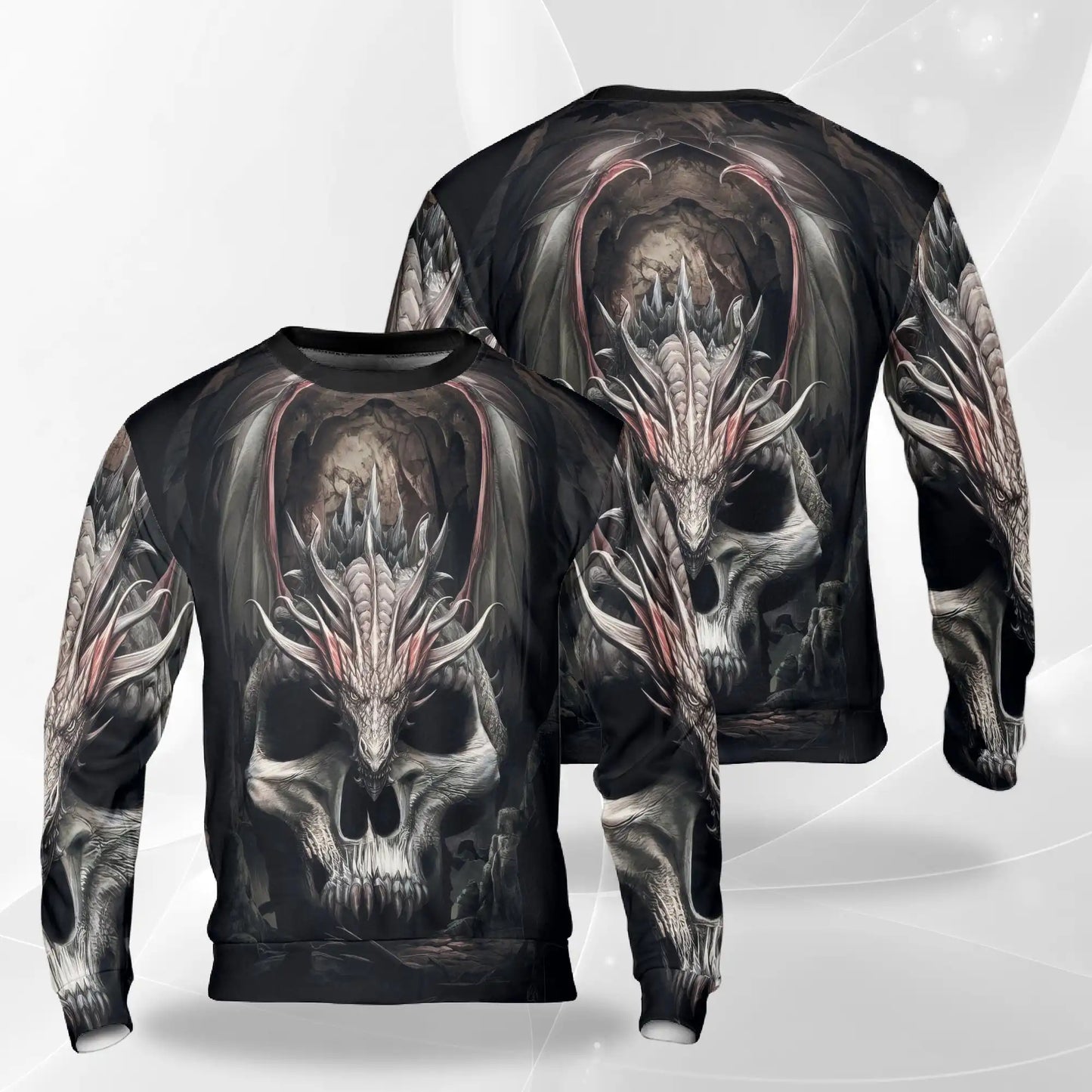 Gothic Dragon Skull Sweatshirt – Colorful Graphic 3D All Over Print Design