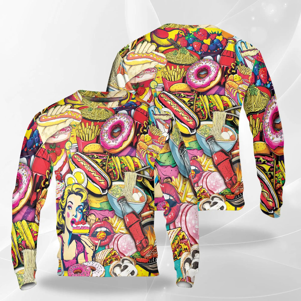 Fast Food Sweatshirt – Colorful Graphic 3D All Over Print Design