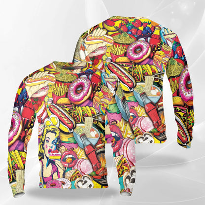 Fast Food Sweatshirt – Colorful Graphic 3D All Over Print Design