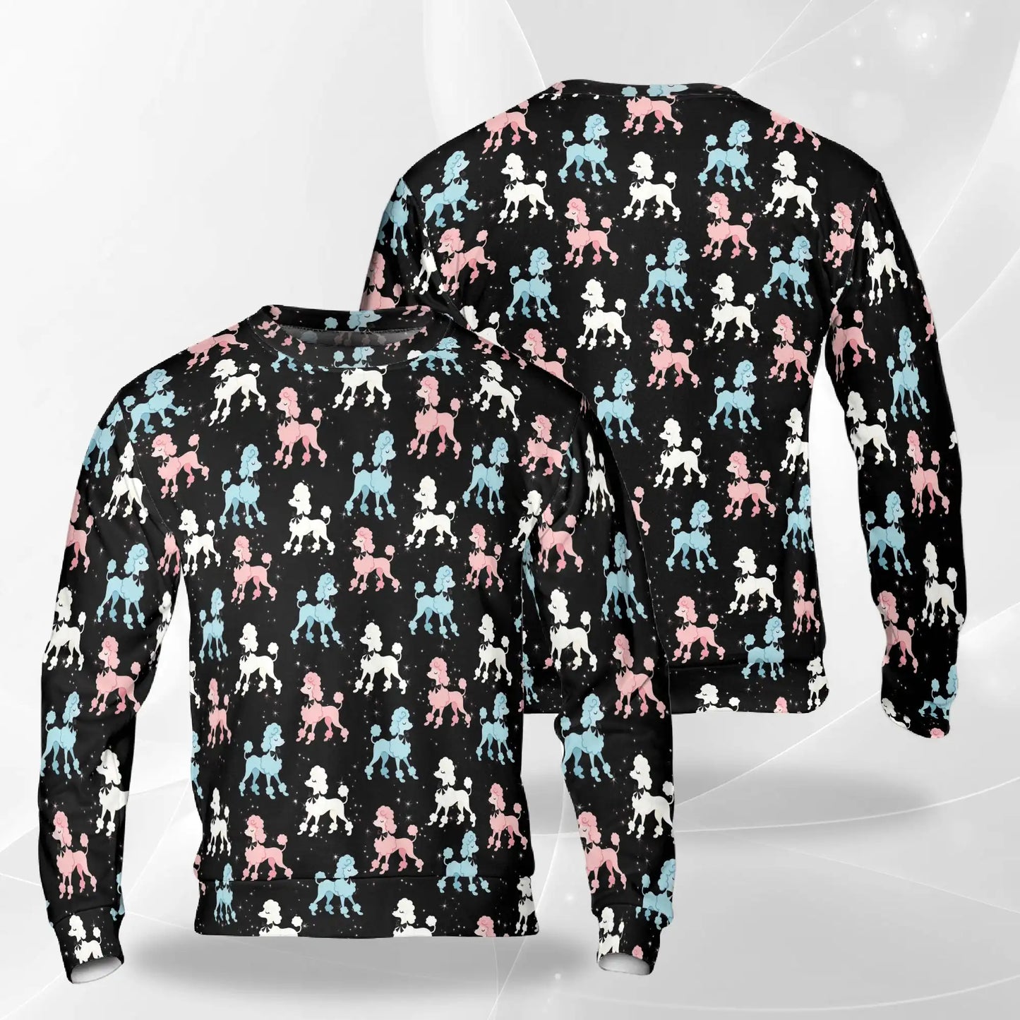 Retro Pink and Blue Poodle Sweatshirt – Vintage 3D All Over Print Design