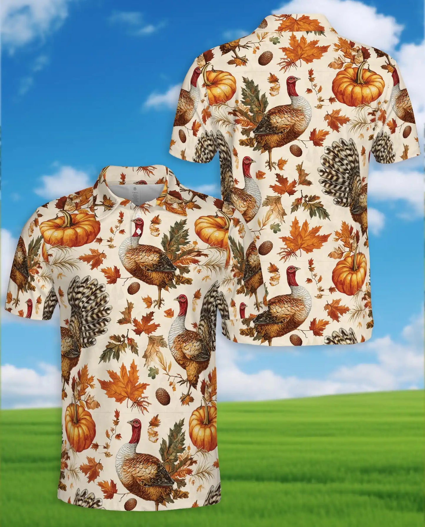 Thanksgiving Turkey Polo Shirt, Fall Pumpkin Harvest Print | Azhawaiian  URL