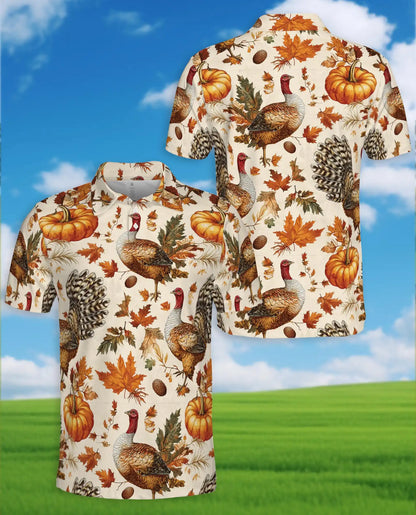 Thanksgiving Turkey Polo Shirt, Fall Pumpkin Harvest Print | Azhawaiian  URL