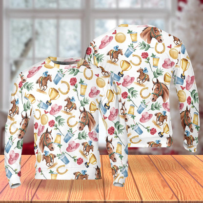 Horse Racing Elements Pattern Sweatshirt – Colorful Graphic 3D All Over Print Design