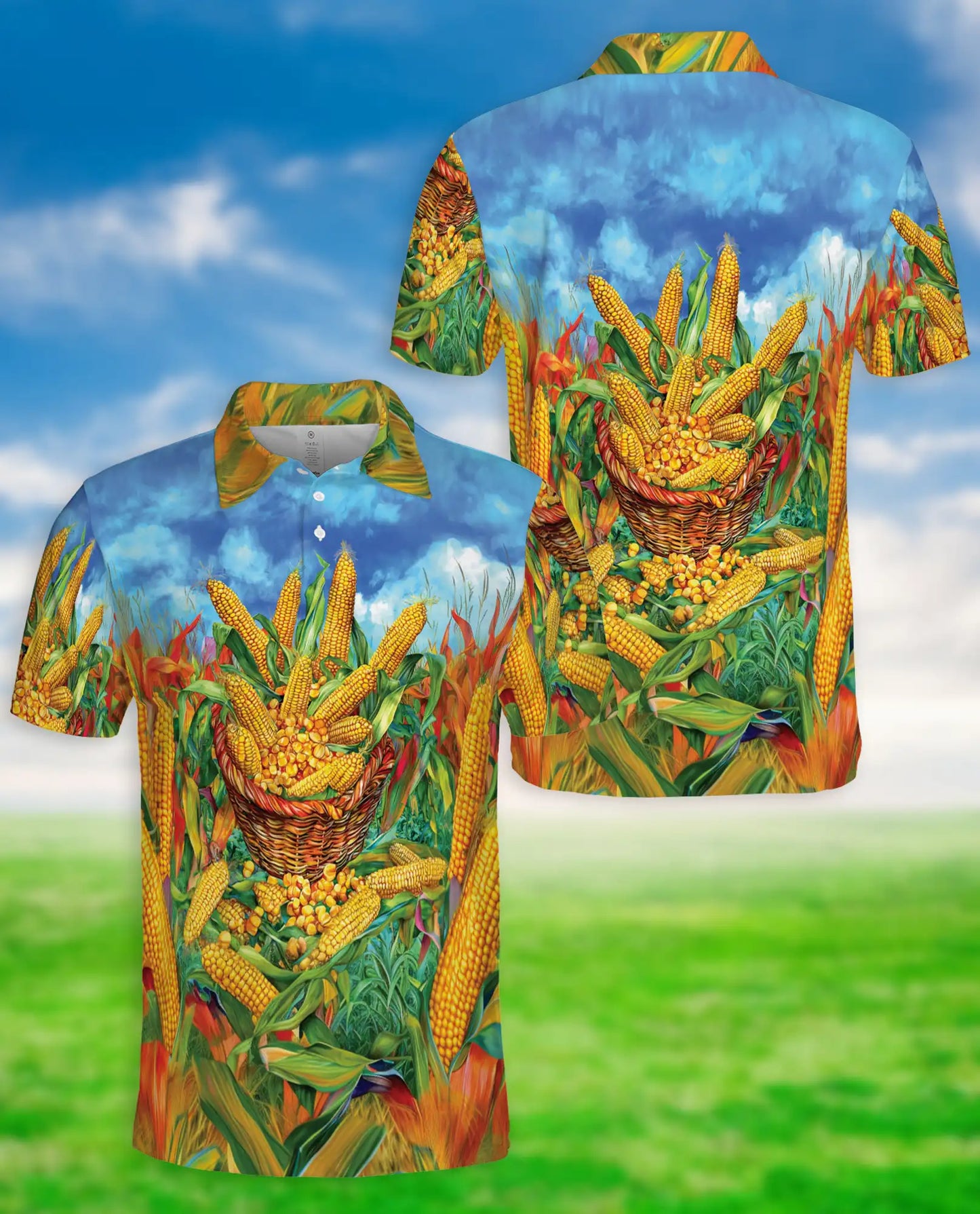 Corn Field Harvest Polo Shirt | Azhawaiian