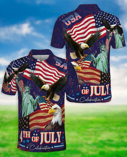 4th of July Polo Shirt, Patriotic Eagle USA Print | Azhawaiian