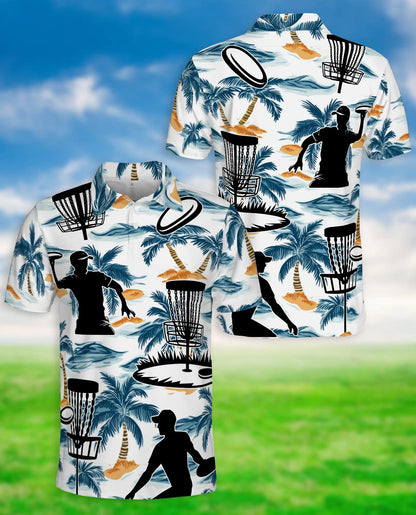 Disc Golf Tropical 3D Polo Shirt for Men, Island Sports Beach Style | Azhawaiian