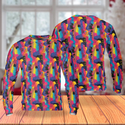 Colorful Memphis Pattern Sweatshirt – Colorful Graphic 3D All Over Print Design