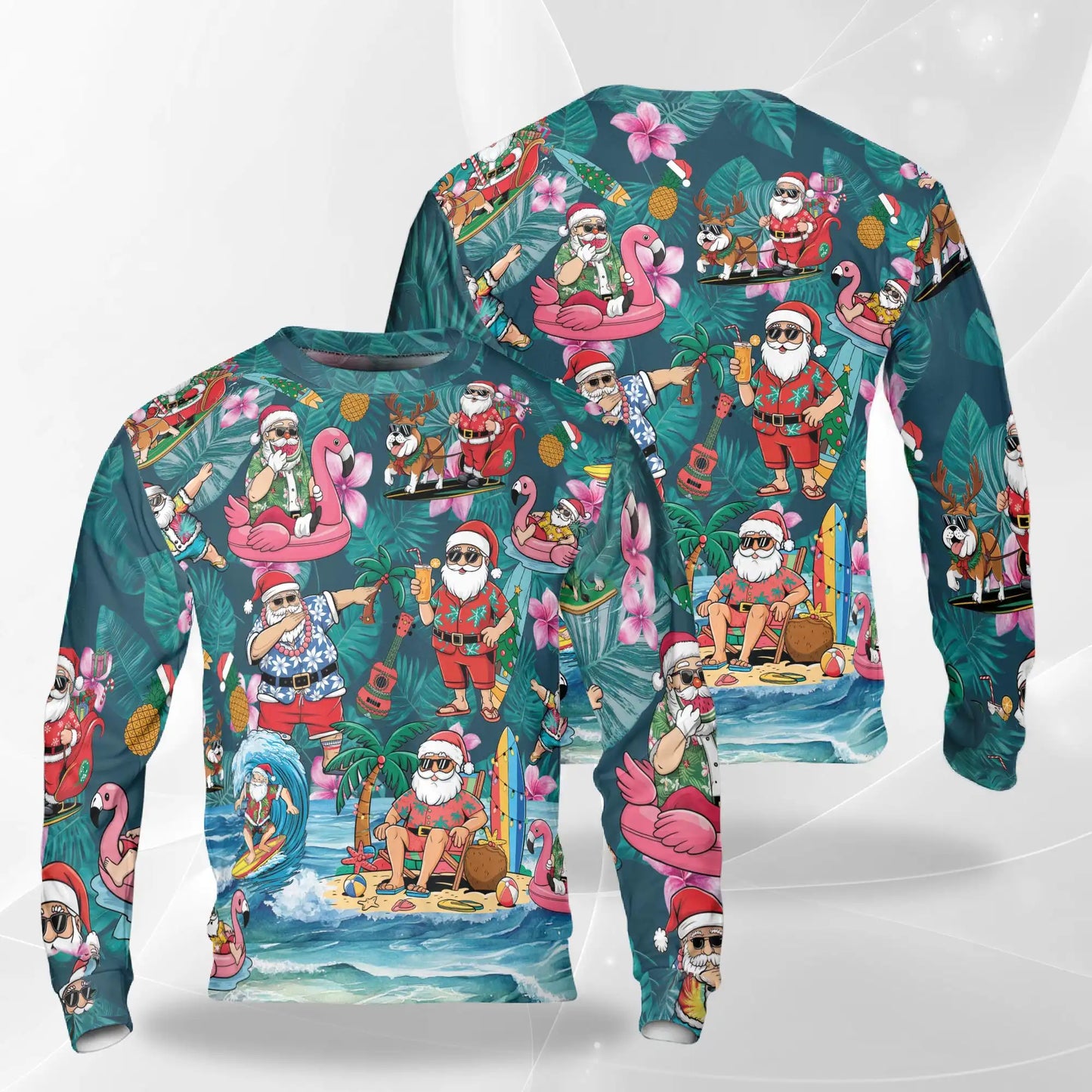 Santa Tropical Sweatshirt – Tropical Christmas 3D All Over Print Design