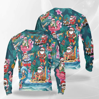 Santa Tropical Sweatshirt – Tropical Christmas 3D All Over Print Design