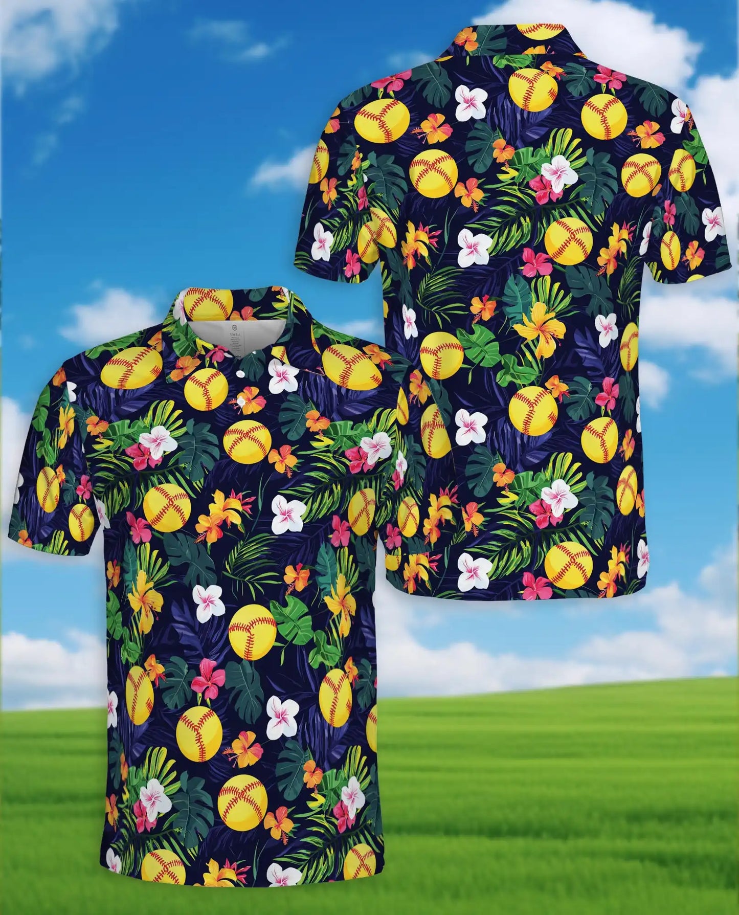 Tropical Softball Polo Shirt - Hawaiian Sports Summer Style | Azhawaiian