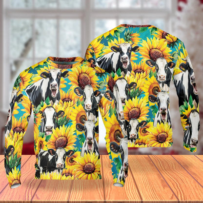 Cow Sunflower Sweatshirt – Colorful Graphic 3D All Over Print Design